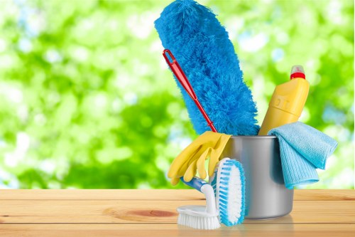 Professional carpet cleaning technician preparing equipment before service begins