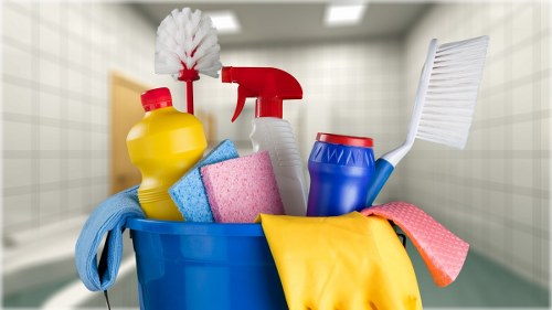 Operator using professional carpet cleaning machine with care