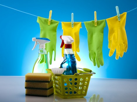 Cleaning equipment set up in a property before carpet cleaning work